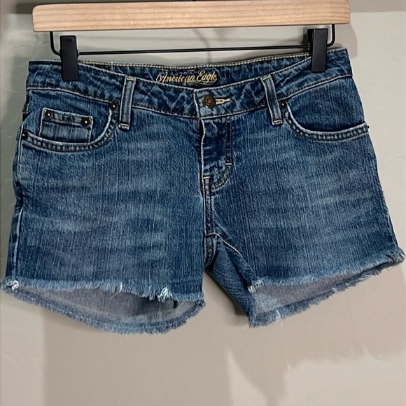American Eagle Jean Short Skinny Stretch Cutoff Vintage Y2K Fray Cuff Distressed - Picture 1 of 12
